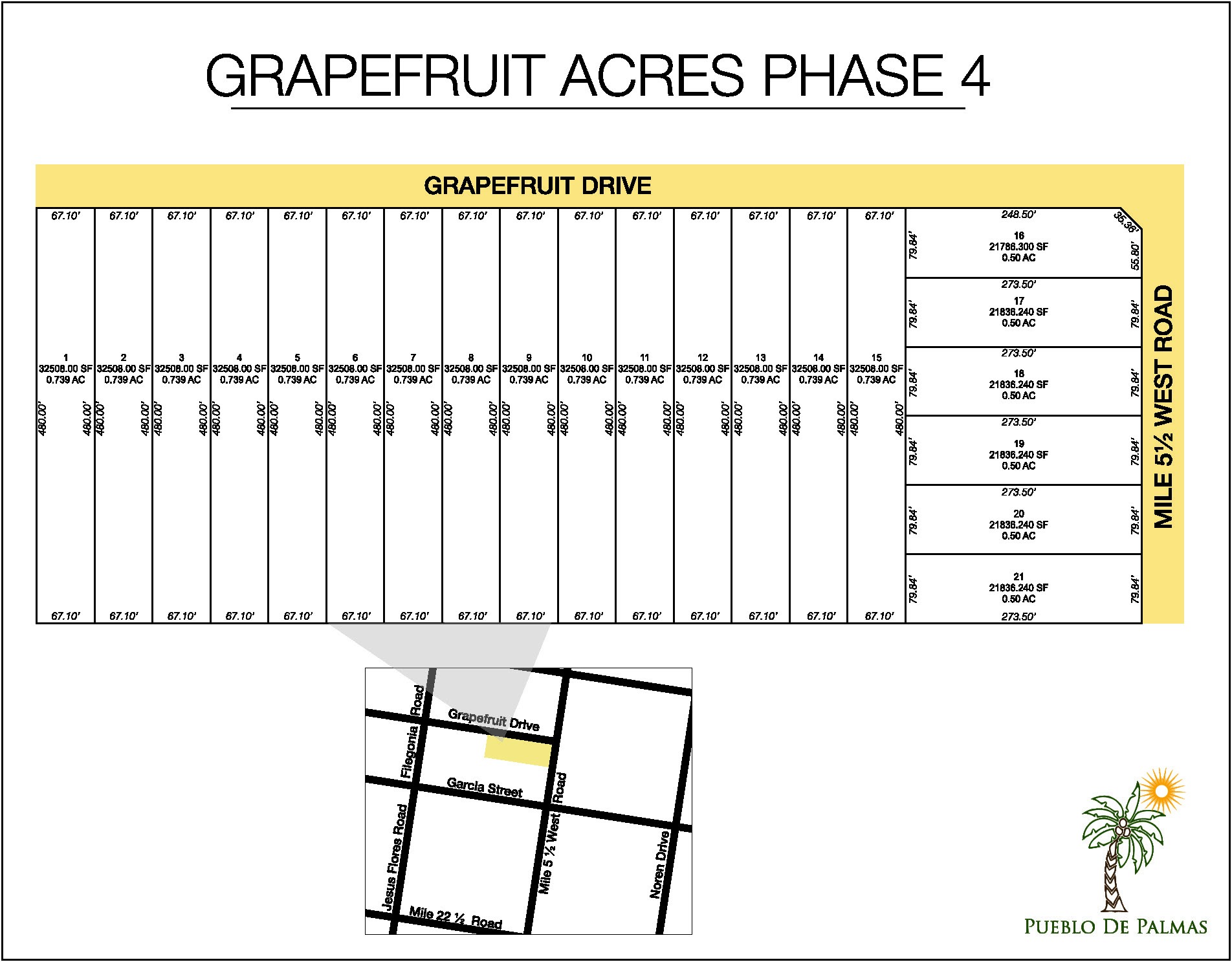 Grapefruit Acres PH 4 subdivision plat map — lots for sale in Monte Alto, TX