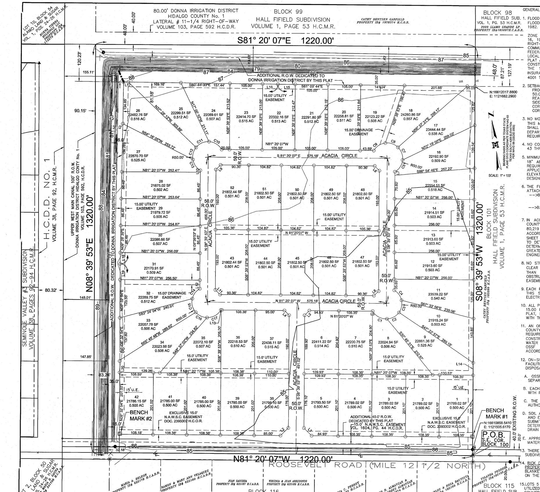 Huisache Acres No 10 Subdivision subdivision plat map — lots for sale in Donna, TX