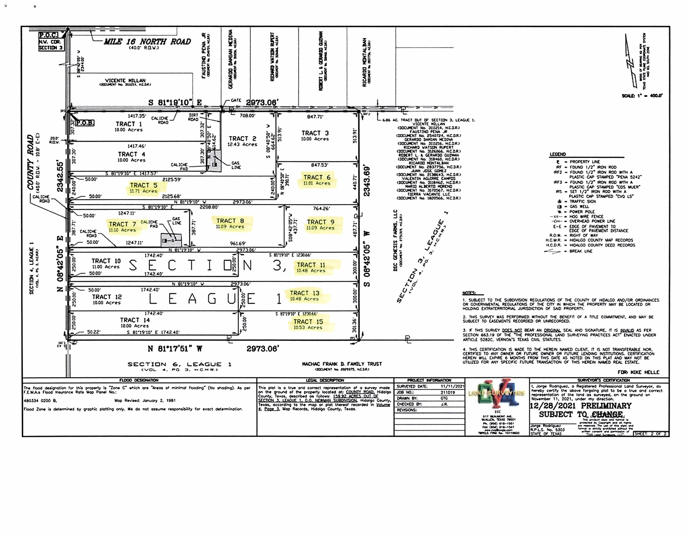 McCook Ranch Tracts subdivision plat map — lots for sale in McCook, TX
