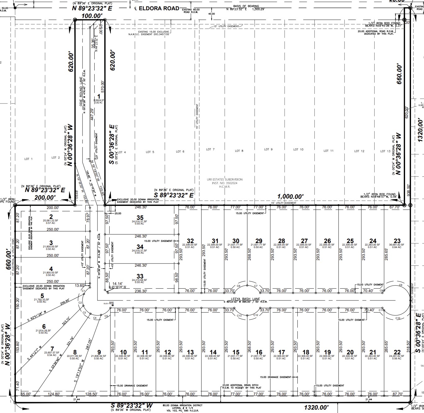 URI Estates No. 4 Subdivision subdivision plat map — lots for sale in Donna, TX