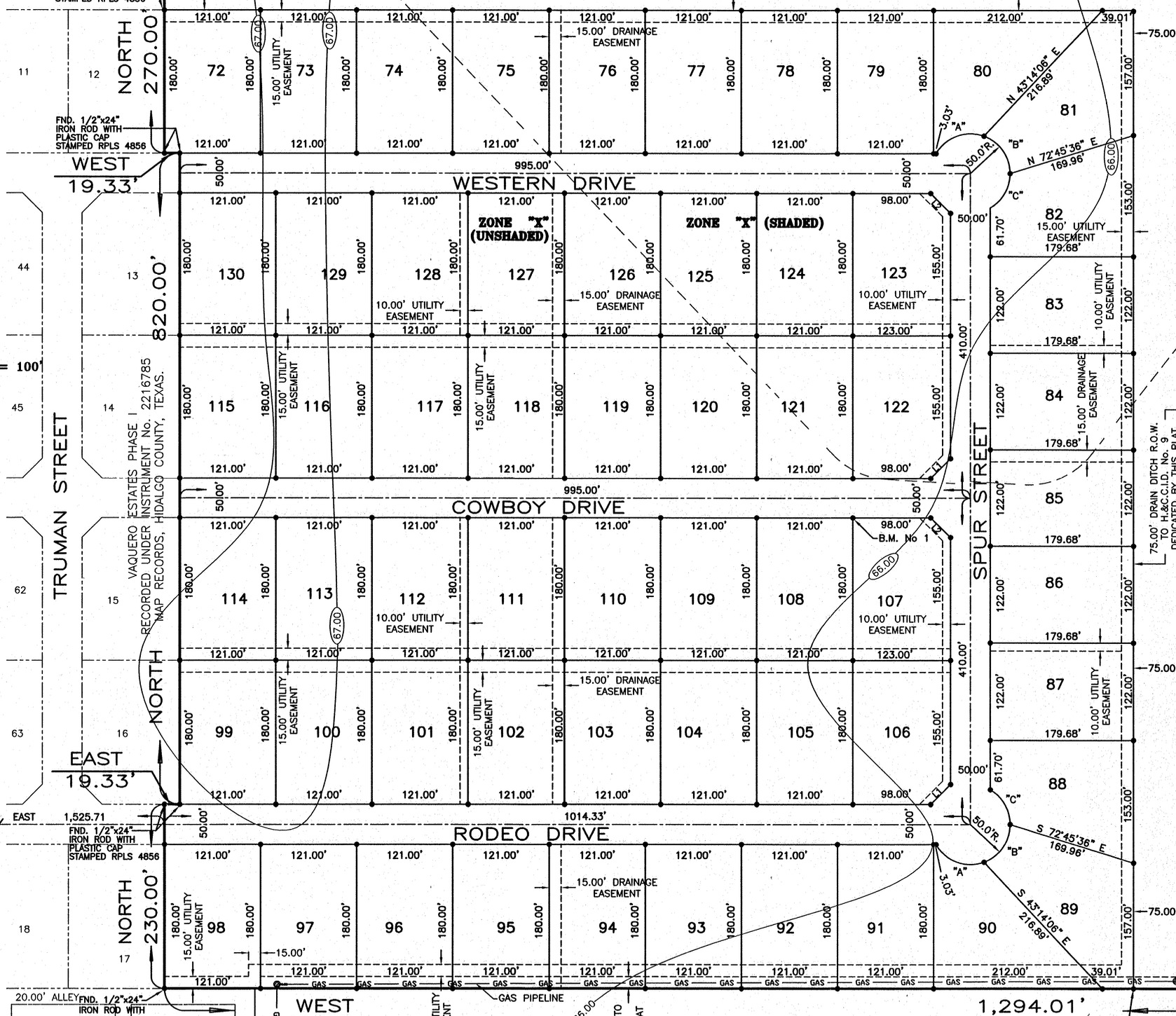 Vaquero Estates Phase II subdivision plat map — lots for sale in Mercedes, TX