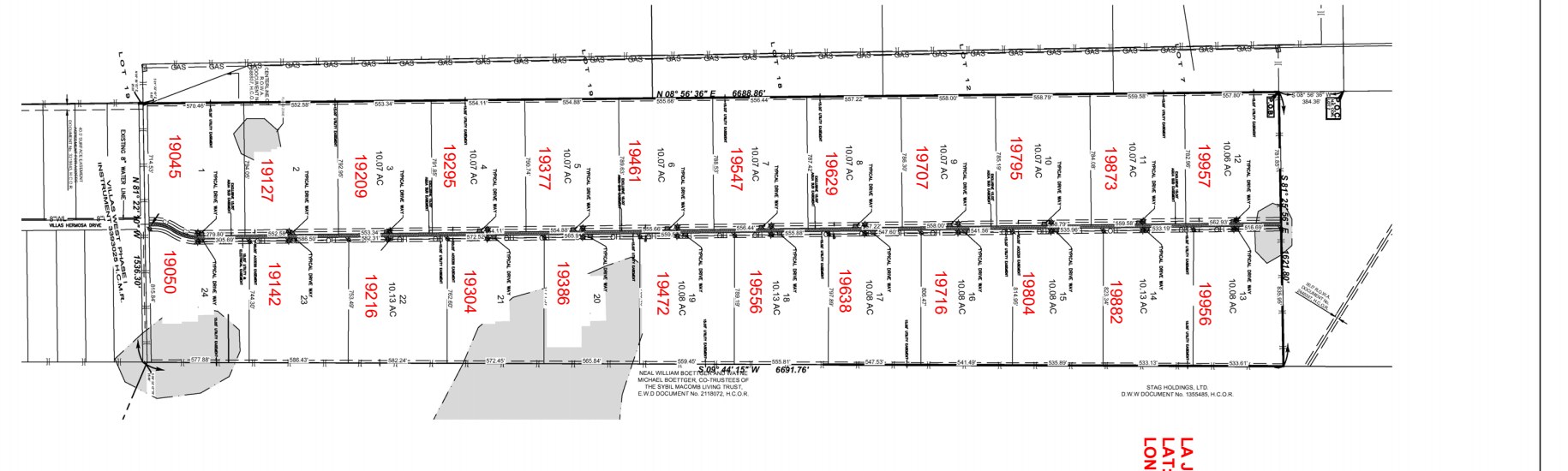 Villas West Ranches subdivision plat map — lots for sale in Penitas, TX
