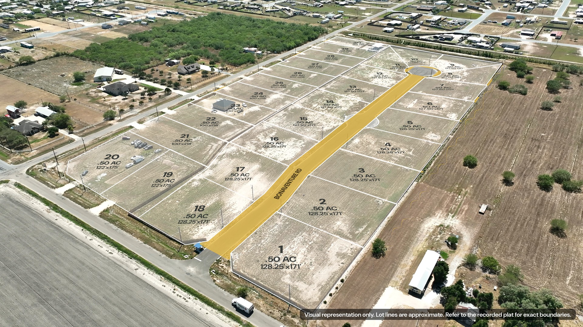 Pueblo de Palmas Phase 31 lot map on the aerial